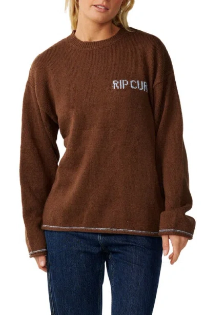 Rip Curl Sparrow Crewneck Sweater In Brown