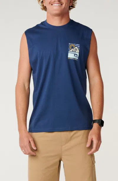 Rip Curl S-series Graphic Muscle Tee In Light Navy