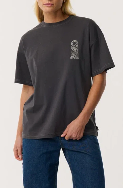 Rip Curl S-series Oversize Cotton Graphic T-shirt In Washed Black