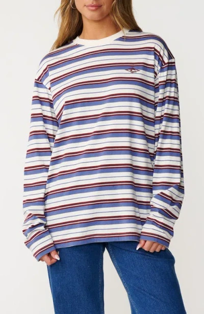 Rip Curl S-series Oversized Striped Long Sleeve T-shirt In Dark Plum