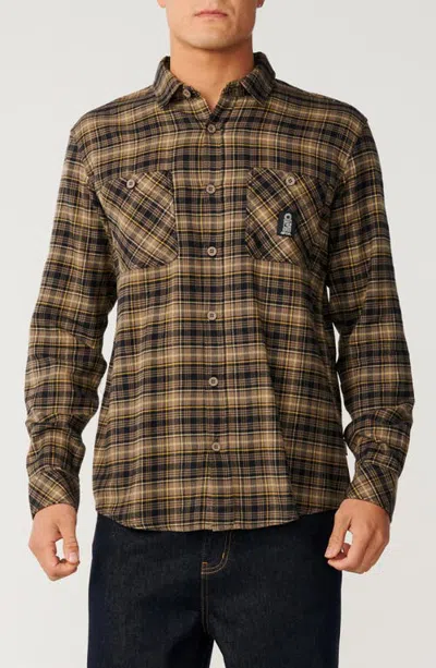 Rip Curl S-series Soulcellair Plaid Cotton Flannel Button-up Shirt In Black