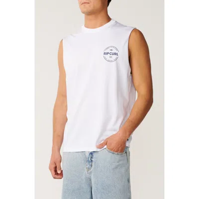Rip Curl Staple Cotton Graphic Muscle T-shirt In White