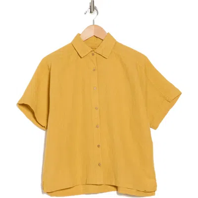 Rip Curl Summer Palm Button-up Shirt In Gold