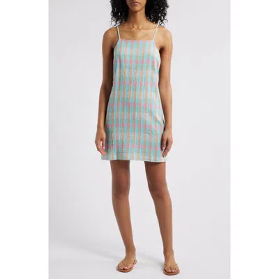 Rip Curl Sun To Sea Check Minidress In Blue/tangerine