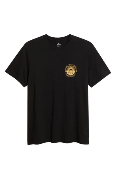 Rip Curl Sunrise Logo Cotton T-shirt In Black