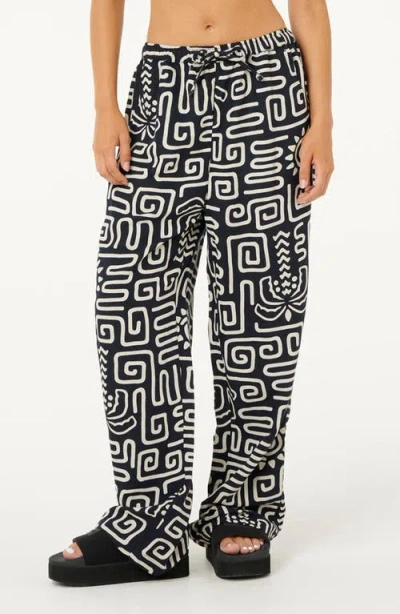 Rip Curl Sunset Luau Print Drawstring Pants In Black