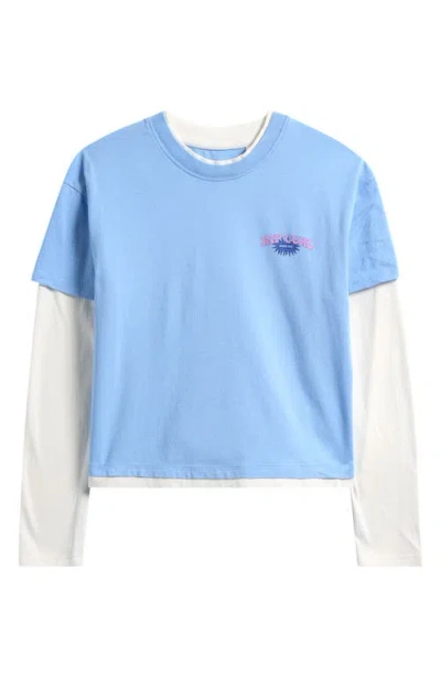 Rip Curl Kids'  Sunshine Squad Long Sleeve Cotton Graphic T-shirt In Blue