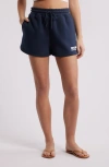 Rip Curl Surf Puff Cotton Blend Fleece Drawstring Shorts In Navy