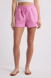 Rip Curl Surf Puff Cotton Blend Fleece Drawstring Shorts In Pink