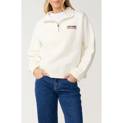 Rip Curl Surf Puff Logo Quarter Zip Sweatshirt In Neutral