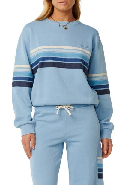 Rip Curl Surf Revival Relaxed Striped Sweatshirt In Washed Blue