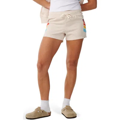 Rip Curl Surf Revival Striped Fleece Shorts In Neutral