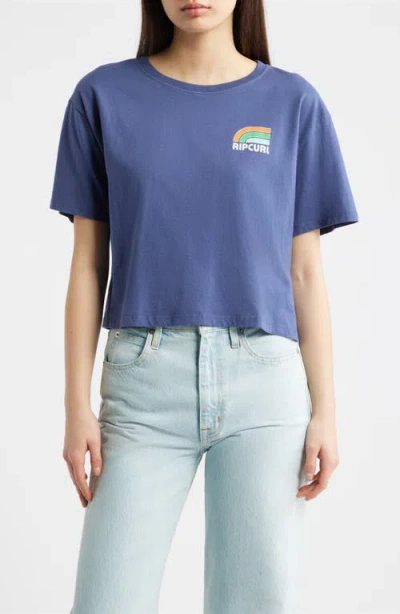 Rip Curl Surf Side Crop Graphic T-shirt In Blue