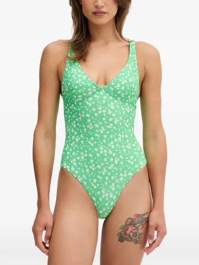Rip Curl Surf Side Good Floral-print Swimsuit In Green