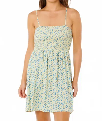 Rip Curl Surf Side Shirred Dress In Yellow In Multi