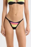 Rip Curl Surf Stripe Cheeky Bikini Bottoms In Black