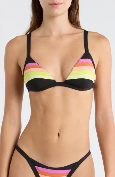 Rip Curl Surf Stripe Triangle Bikini Top In Black