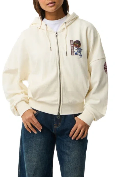 Rip Curl Surf The World Full Zip Graphic Hoodie In Brown