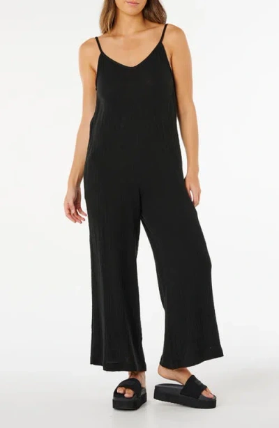 Rip Curl Surf Wide Leg Jumpsuit In Black