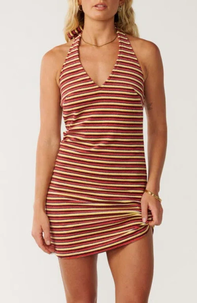 Rip Curl Swell Stripe Terry Halter Minidress In Multi