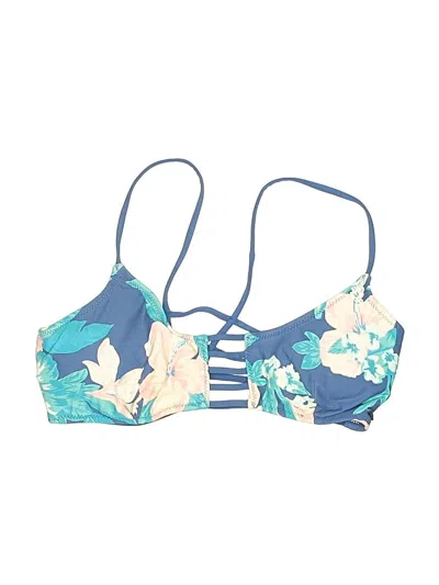 Pre-owned Rip Curl Swimsuit Top Blue Floral Pattern Swimwear
