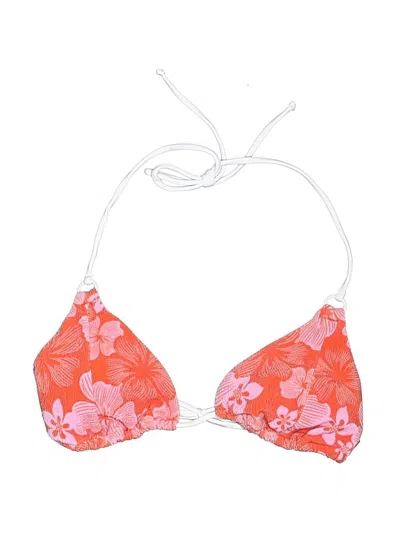 Pre-owned Rip Curl Swimsuit Top Orange Floral Pattern Swimwear