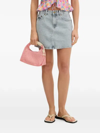 Rip Curl Tabby 2.0 Embroidered-logo Denim Mini Skirt In Blue