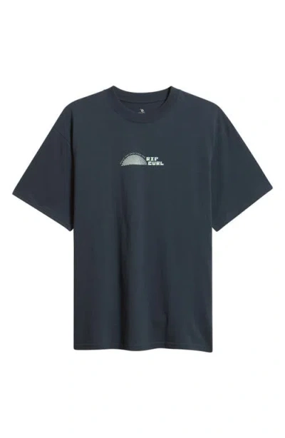 Rip Curl Thumb Print Cotton Jersey Graphic T-shirt In Blue