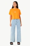 Rip Curl Tokens Embroidered Logo Crop T-shirt In Light Orange