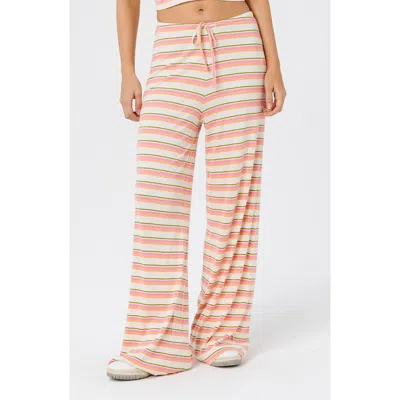 Rip Curl Topanga Canyon Rib Stripe Wide Leg Pants In Orange