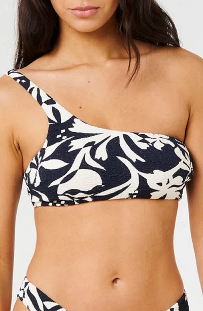 Rip Curl Topanga Geo Crop One-shoulder Bikini Top In Black
