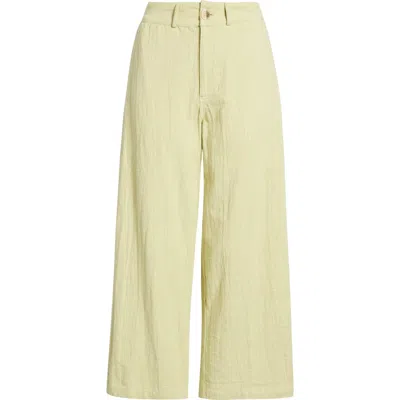 Rip Curl Vacation Crop Wide Leg Cotton Slub Pants In Sage