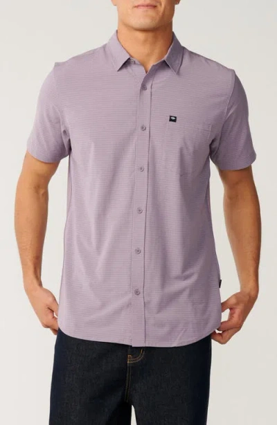 Rip Curl Vaporcool Aerotech Short Sleeve Performance Button-up Shirt In Purple
