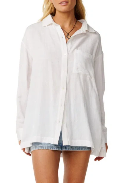 Rip Curl Vibe Surf Oversize Button-up Shirt In White