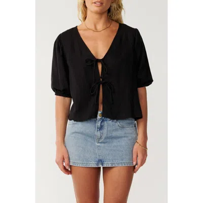 Rip Curl Vibe Surf Tie Front Top In Black