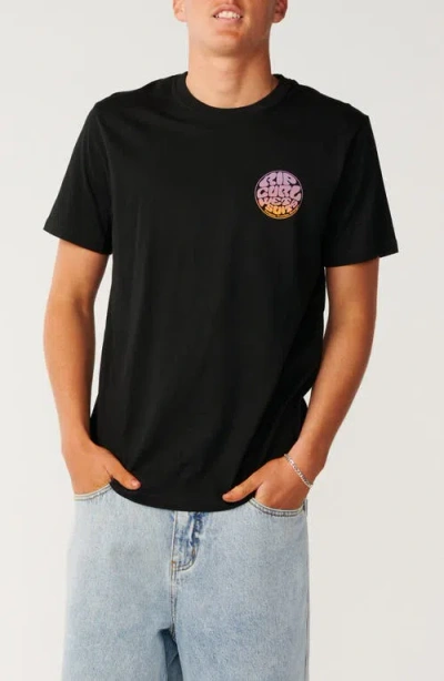 Rip Curl Wettie Passage Logo Cotton Graphic T-shirt In Black