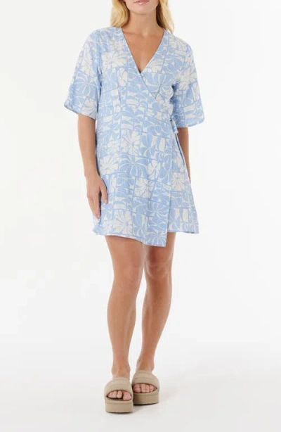 Rip Curl Williams Print Wrap Dress In Blue