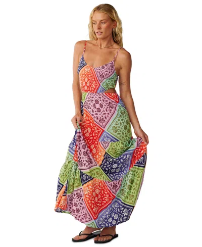 Rip Curl Women's Bossa Nova Floral-print Scoop Neck Cutout Maxi Dress In Pink Multico