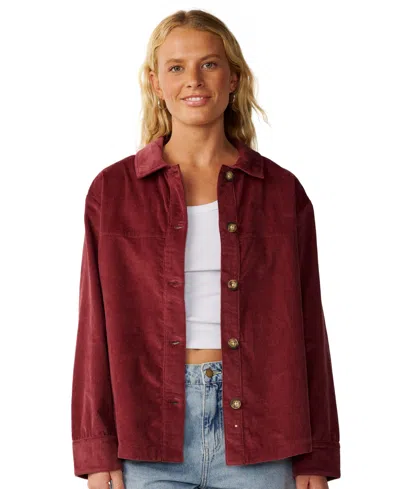 Rip Curl Women's Keepsakes Washed Cord Cotton Button-front Jacket In Dark Plum