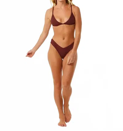 Rip Curl Women's Premium Surf Fixed Triangle Bikini Top In Brown In Burgundy