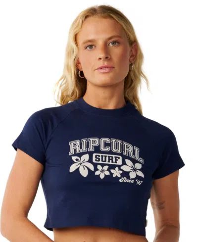 Rip Curl Women's Retro Swell Cotton Crewneck Baby T-shirt In Blue