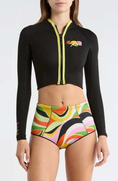 Rip Curl X Farm Rio G-bomb 1.5mm Crop Swim Jacket In Black