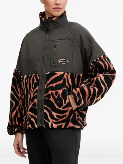 Rip Curl Zebra-print Fleece-panelled Jacket In Gray