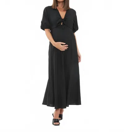 Ripe Camille Tie Front Linen Dress In Black
