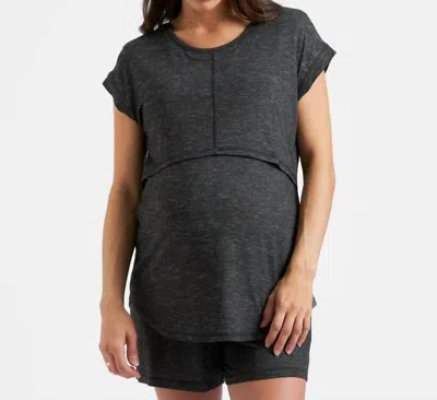 Ripe Dreamy Nursing Maternity Tee In Granite In Black