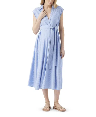 Ripe Maternity Abby Stripe Shirt Dress In Blue