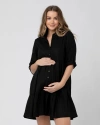 Ripe Maternity Adel Black Linen Shirtdress For Maternity And Nursing