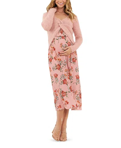 Ripe Maternity Amaya Nursing Slip Dress In Dusty Pink