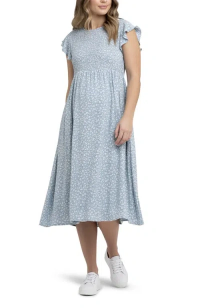 Ripe Maternity Ava Shirred Dress In Blue