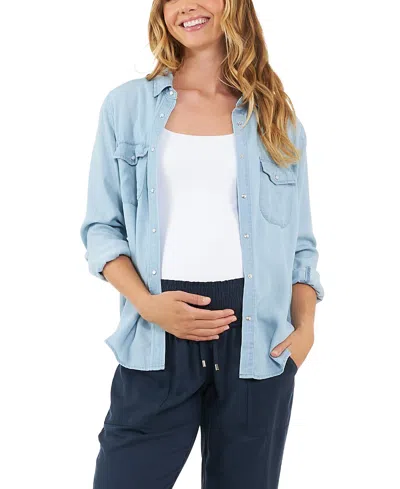 RIPE MATERNITY BEC CHAMBRAY BUTTON UP SHIRT